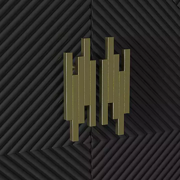 Black Geometric Gold Handle Cabinet