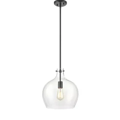 Black Glass Globe Pendant Light