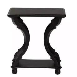 Black Hourglass Wood Accent Table