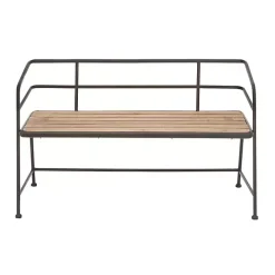 Black Iron and Wooden Seat Industrial Bench