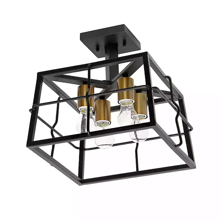 Black Ironhouse Flush Mount Light