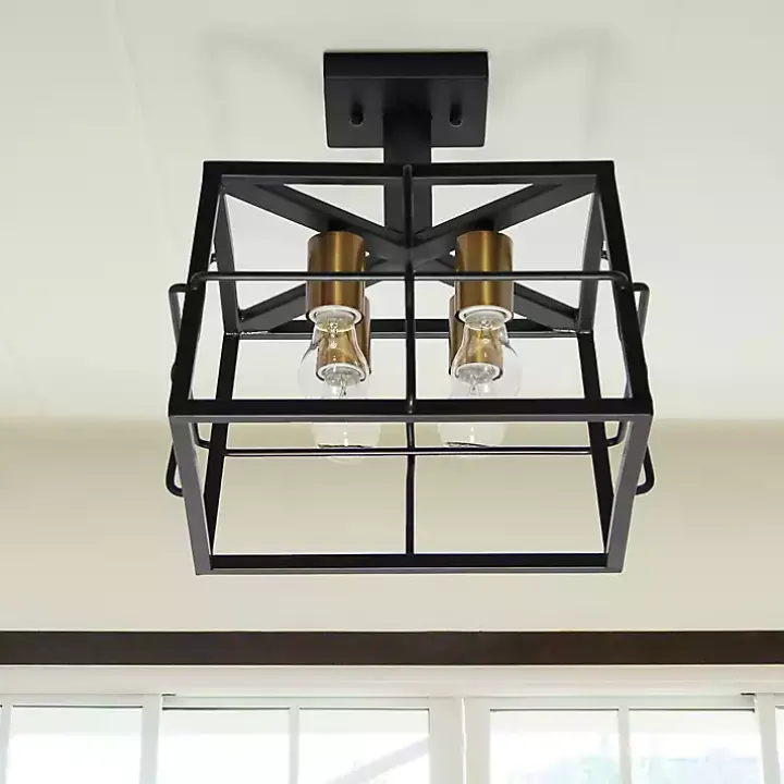 Black Ironhouse Flush Mount Light