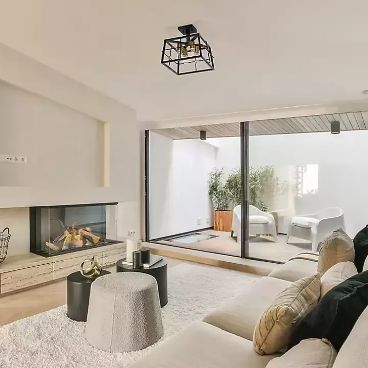 Black Ironhouse Flush Mount Light