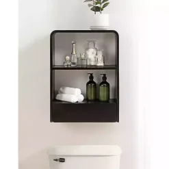Black Kato Single Drawer Wall Shelf