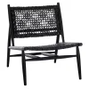 Black Leather Woven Accent Chair