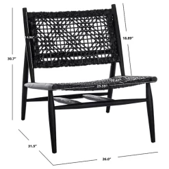 Black Leather Woven Accent Chair