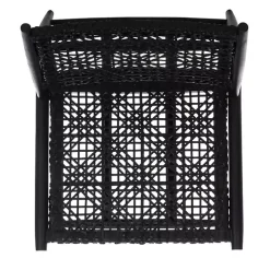 Black Leather Woven Accent Chair