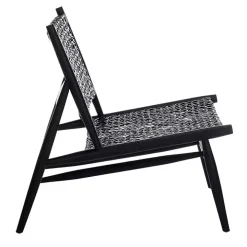 Black Leather Woven Accent Chair