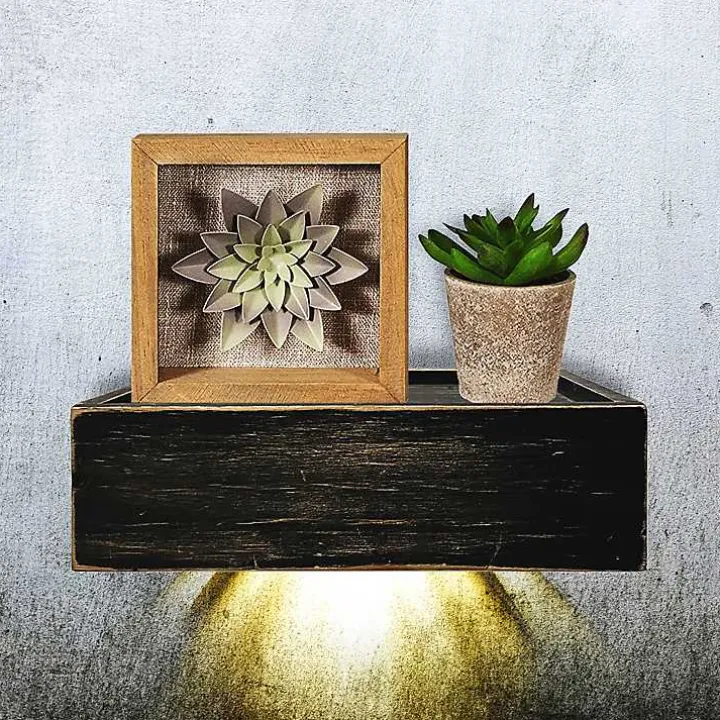 Black LED Floating Shelf with Remote, 10 in.