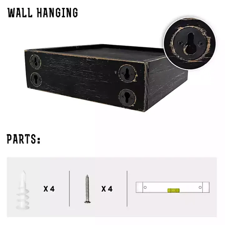 Black LED Floating Shelf with Remote, 10 in.