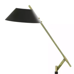 Black Metal & Brass Angled Arm Task Floor Lamp