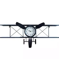 Black Metal Airplane Wall Clock