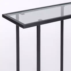 Black Metal and Glass Rectangular Accent Table