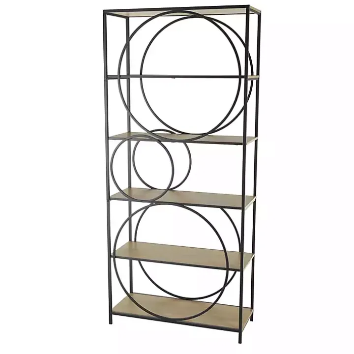 Black Metal Circles 5-Tier Bookcase