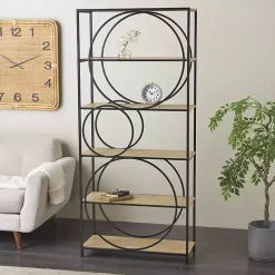 Black Metal Circles 5-Tier Bookcase