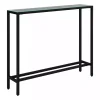 Black Metal Mirrored Top Slim Console Table