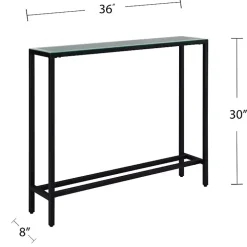 Black Metal Mirrored Top Slim Console Table