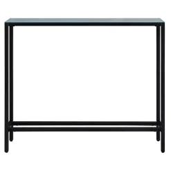 Black Metal Mirrored Top Slim Console Table