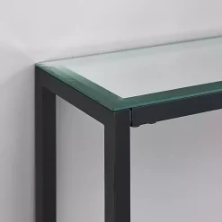 Black Metal Mirrored Top Slim Console Table