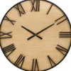 Black Metal Natural Wood Wall Clock