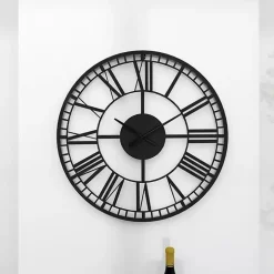 Black Metal Open Frame Wall Clock