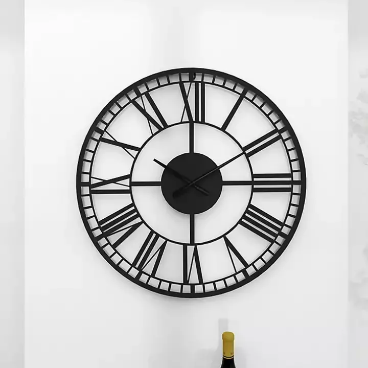 Black Metal Open Frame Wall Clock