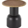 Black Metal Rattan Pedestal Accent Table, 19 in.