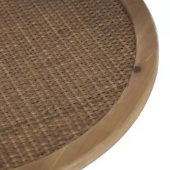 Black Metal Rattan Pedestal Accent Table, 19 in.