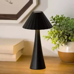 Black Metal Ribbed Rechargeable Touch Lamp