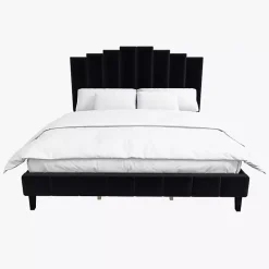 Black Modern Tufted Platform King Bed