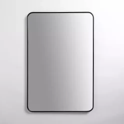 Black Nouveau Linear Curved Corner Mirror