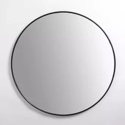 Black Nouveau Linear Round Mirror