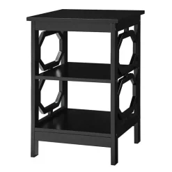 Black Octagon 2-Shelf Accent Table