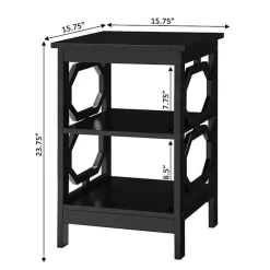 Black Octagon 2-Shelf Accent Table
