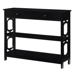 Black Octagon 2-Shelf Console Table