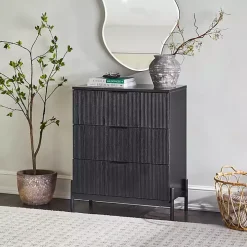 Black Reeded 3-Drawer Dresser