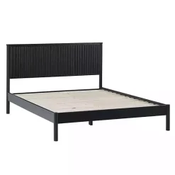 Black Reeded Headboard Queen Bed