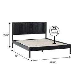 Black Reeded Headboard Queen Bed