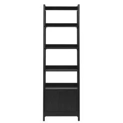 Black Reeded Wood Holmes Narrow Bookcase