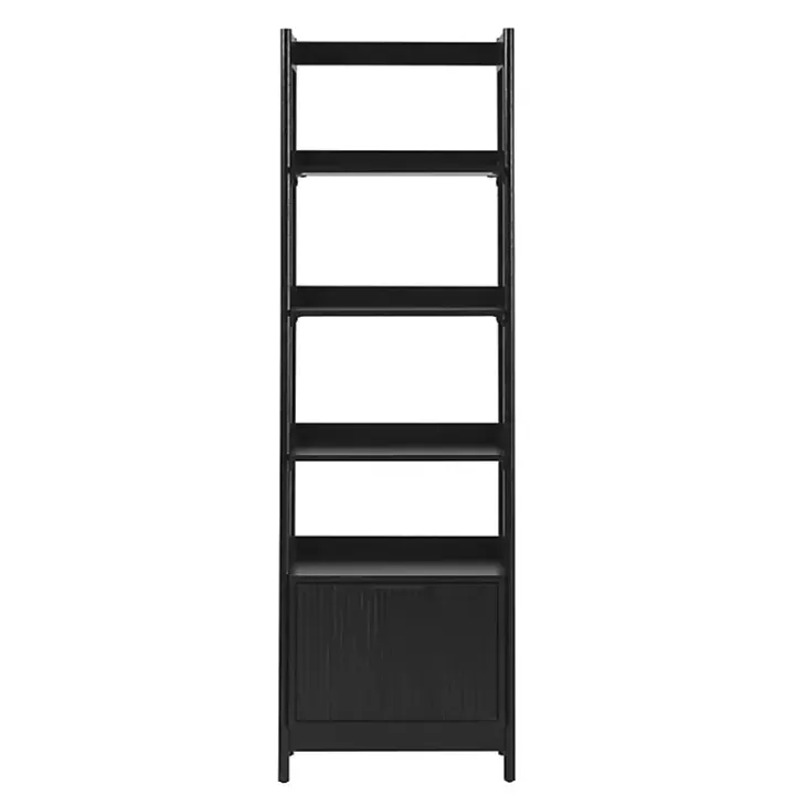 Black Reeded Wood Holmes Narrow Bookcase