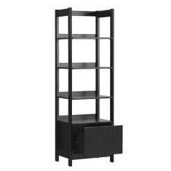 Black Reeded Wood Holmes Narrow Bookcase