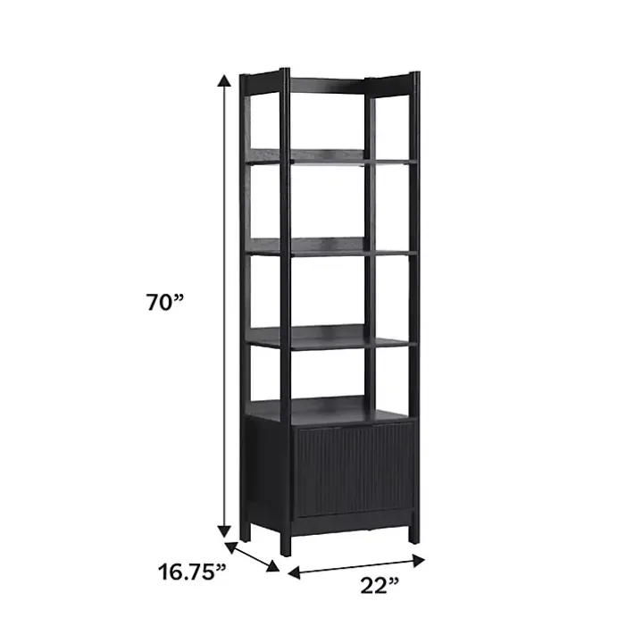 Black Reeded Wood Holmes Narrow Bookcase