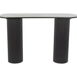 Black Ribbed Pillars Console Table
