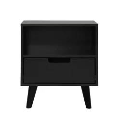 Black Riviera Single Drawer Nightstand