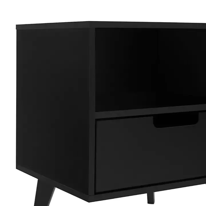 Black Riviera Single Drawer Nightstand