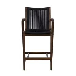 Black Rope and Brown Wood Counter Stool