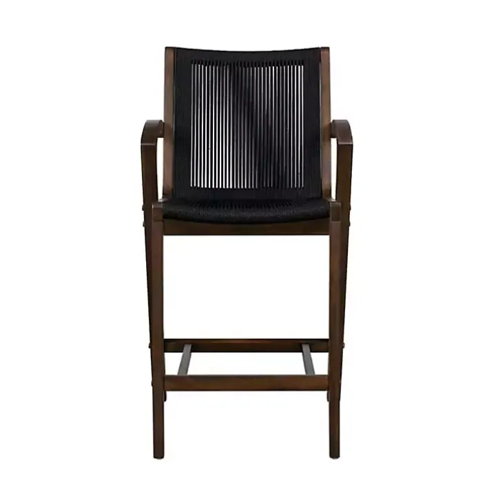 Black Rope and Brown Wood Counter Stool