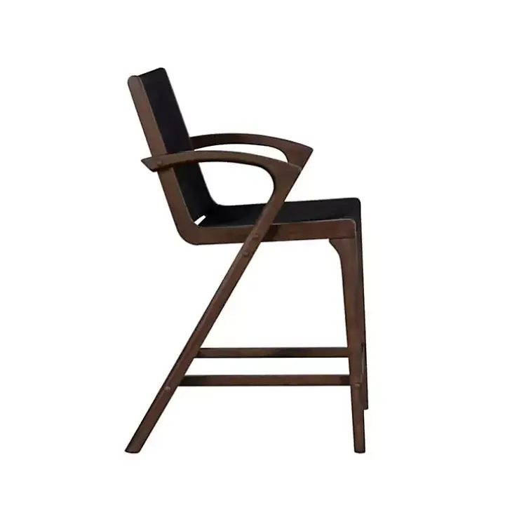 Black Rope and Brown Wood Counter Stool