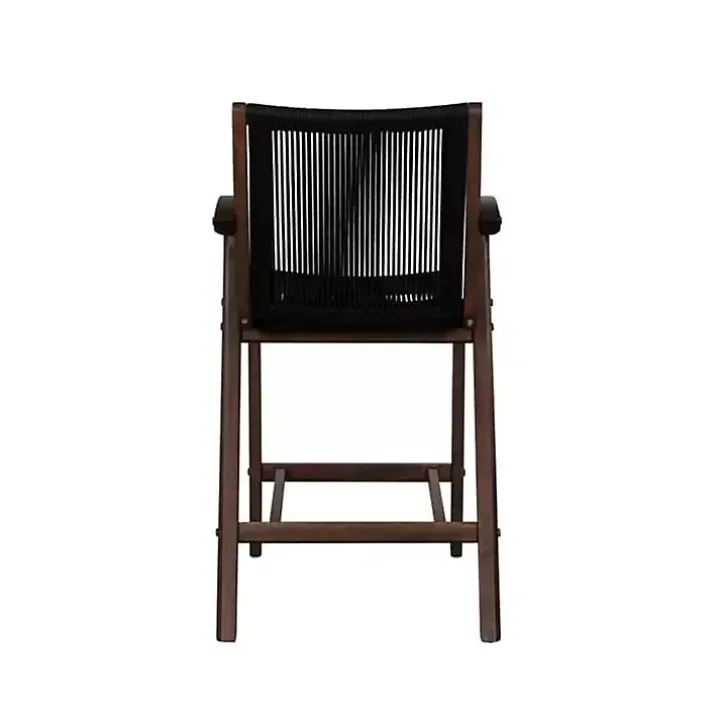Black Rope and Brown Wood Counter Stool
