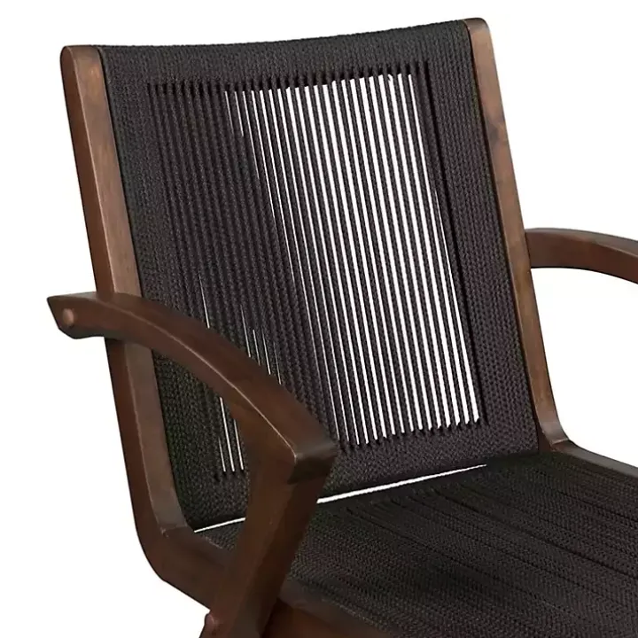 Black Rope and Brown Wood Counter Stool